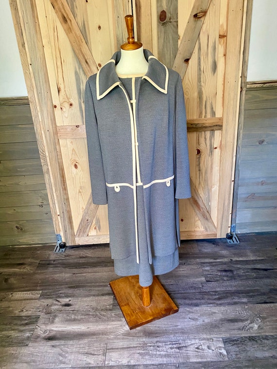Vintage 1960s Lilli Ann Matching Mod Gray Wool Kni