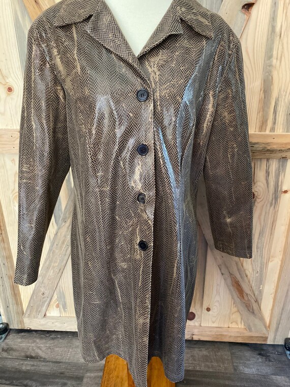 Vintage 1980s Reptile Print Lightweight Metal Coat - image 6