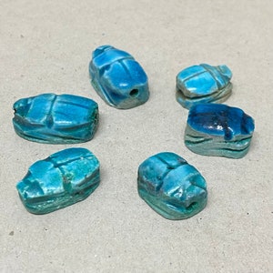 15~20mm Scarab (1) - Blue - Vintage Egyptian Scarab Bead