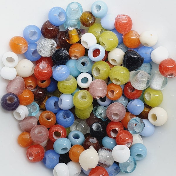 3~4mm Round - Mixed Colours - Java Glass Lampwork Beads - Try It Pack - (100 beads)