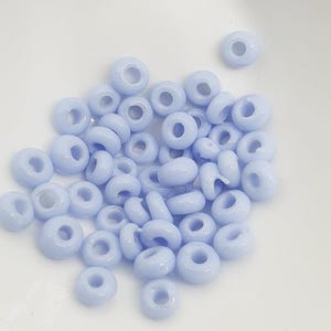Donuts - Powder Blue Opaque - Java Glass Lampwork Beads - (1 strand)