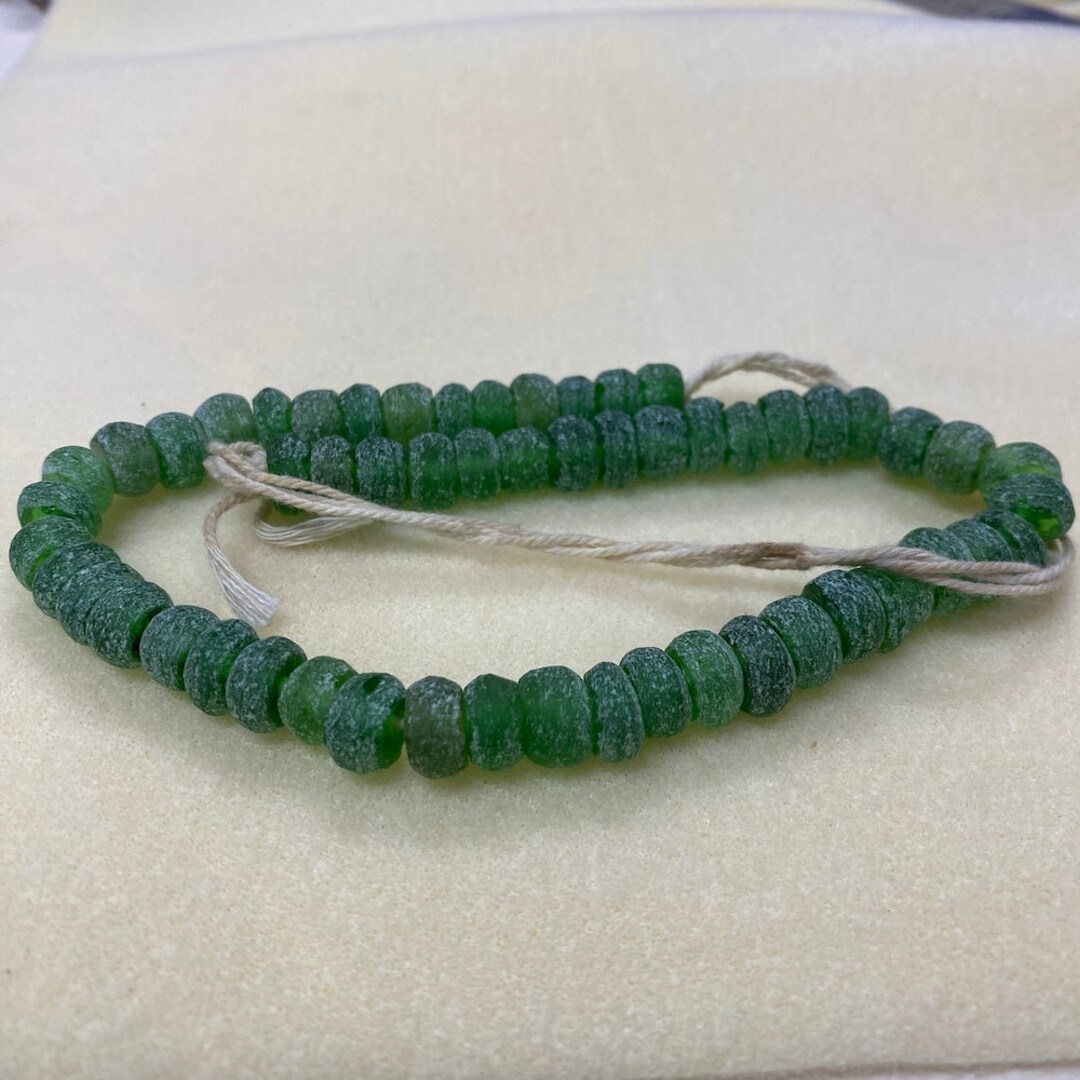 Rondelle Sea Green Frosted Transparent Java Recycled Glass Beads 1 ...