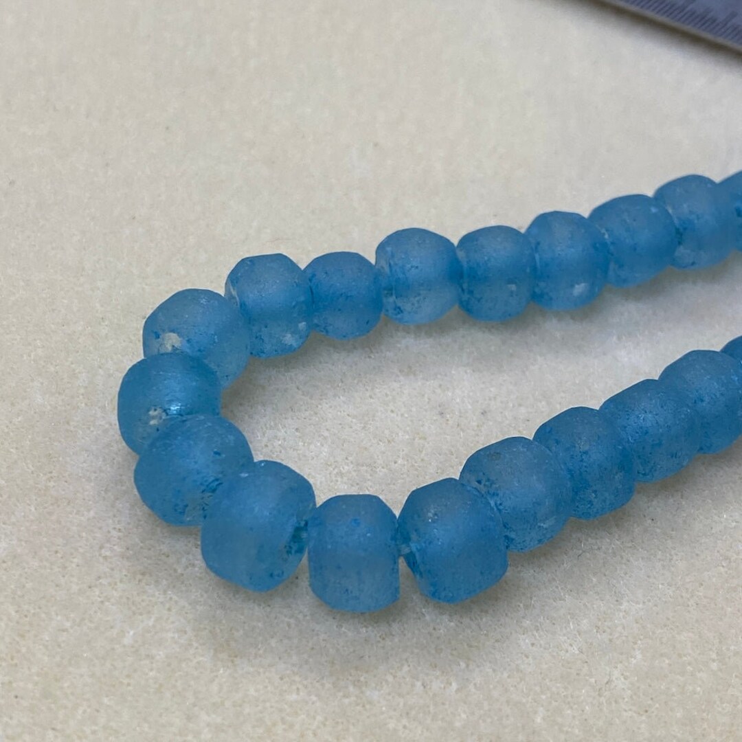 Rondelle Sea Blue Frosted Transparent Java Recycled Glass Beads 1 ...