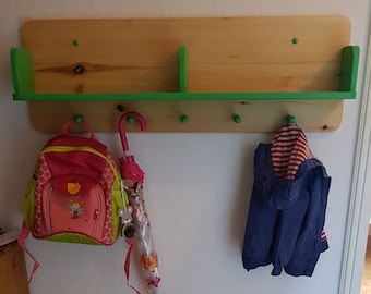 Set Kindergarderobe mit 2 Ablagen und Kinderbank mit Aufbewahrungsboxen