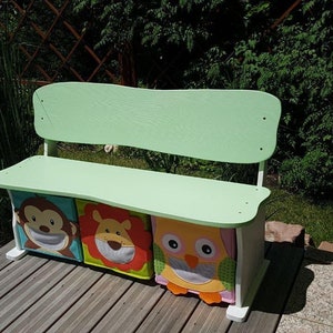 Children's bench with shoe rack Child bench wooden bench model WOLKE