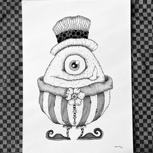 Uovo disegnato a mano、inchiostro su carta。