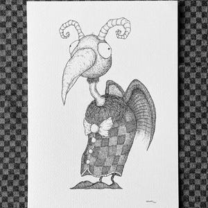 Grifone disegnato a mano, inchiostro su carta.