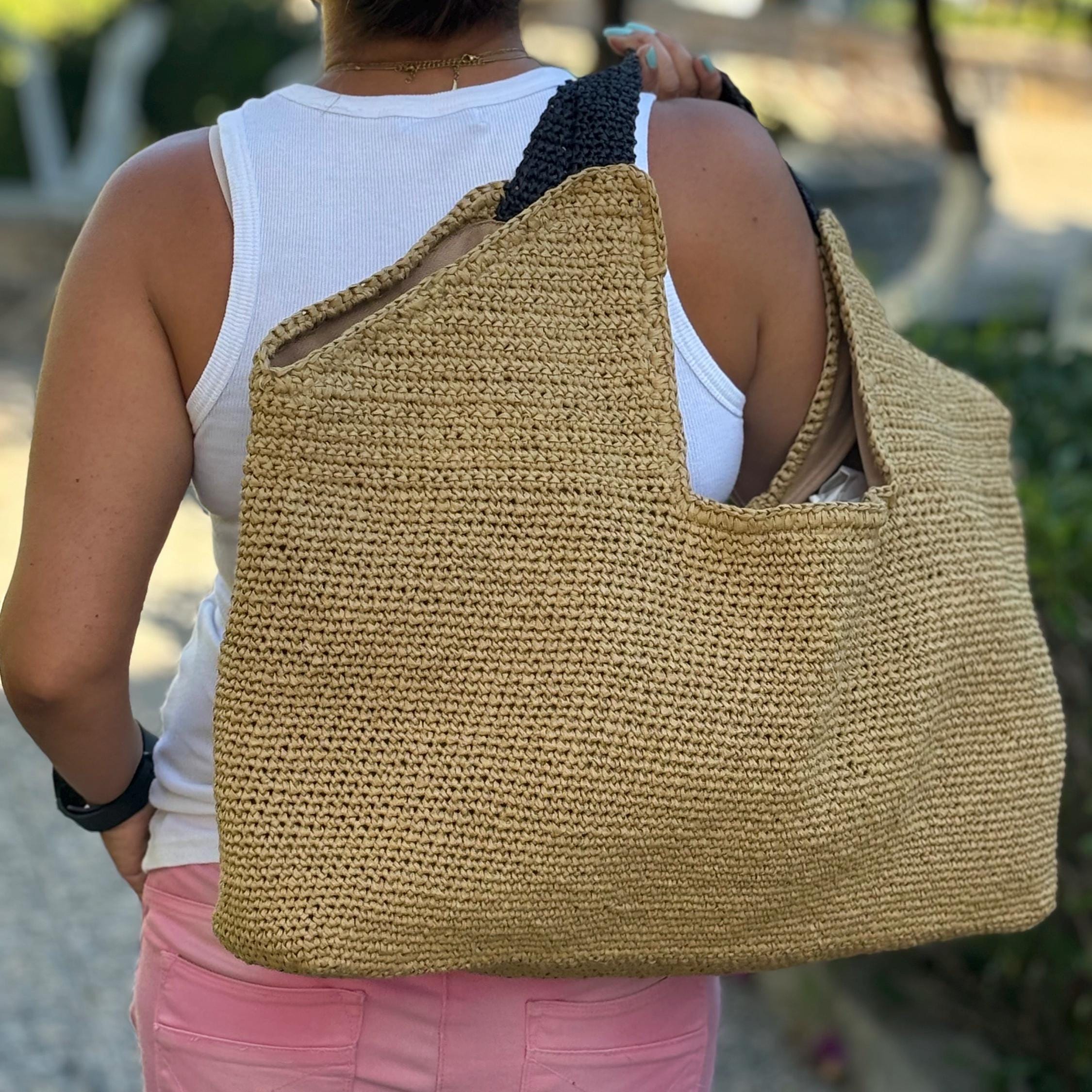 Raffia Beach Straw Basket Tote