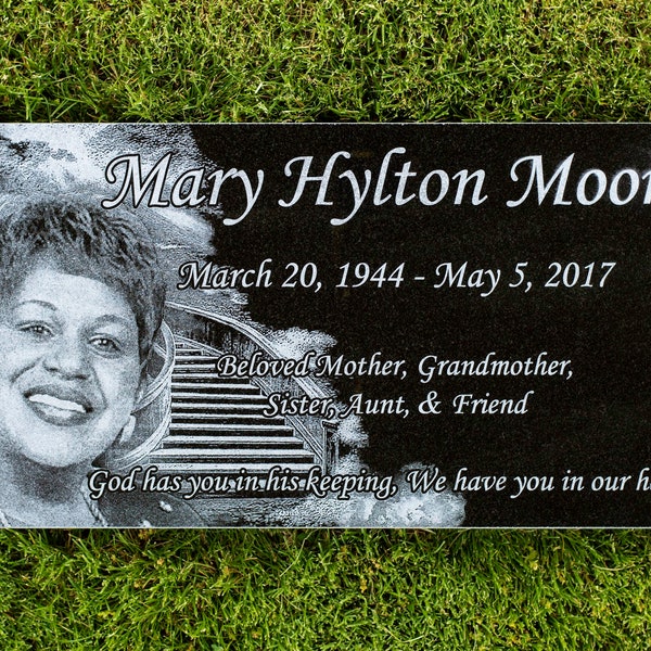 Custom Headstones 24x12x4, Personalized Headstones, Headstones for Cemetery, Human Headstones, Grave Stones, Granite, With 1 Personal Photo.