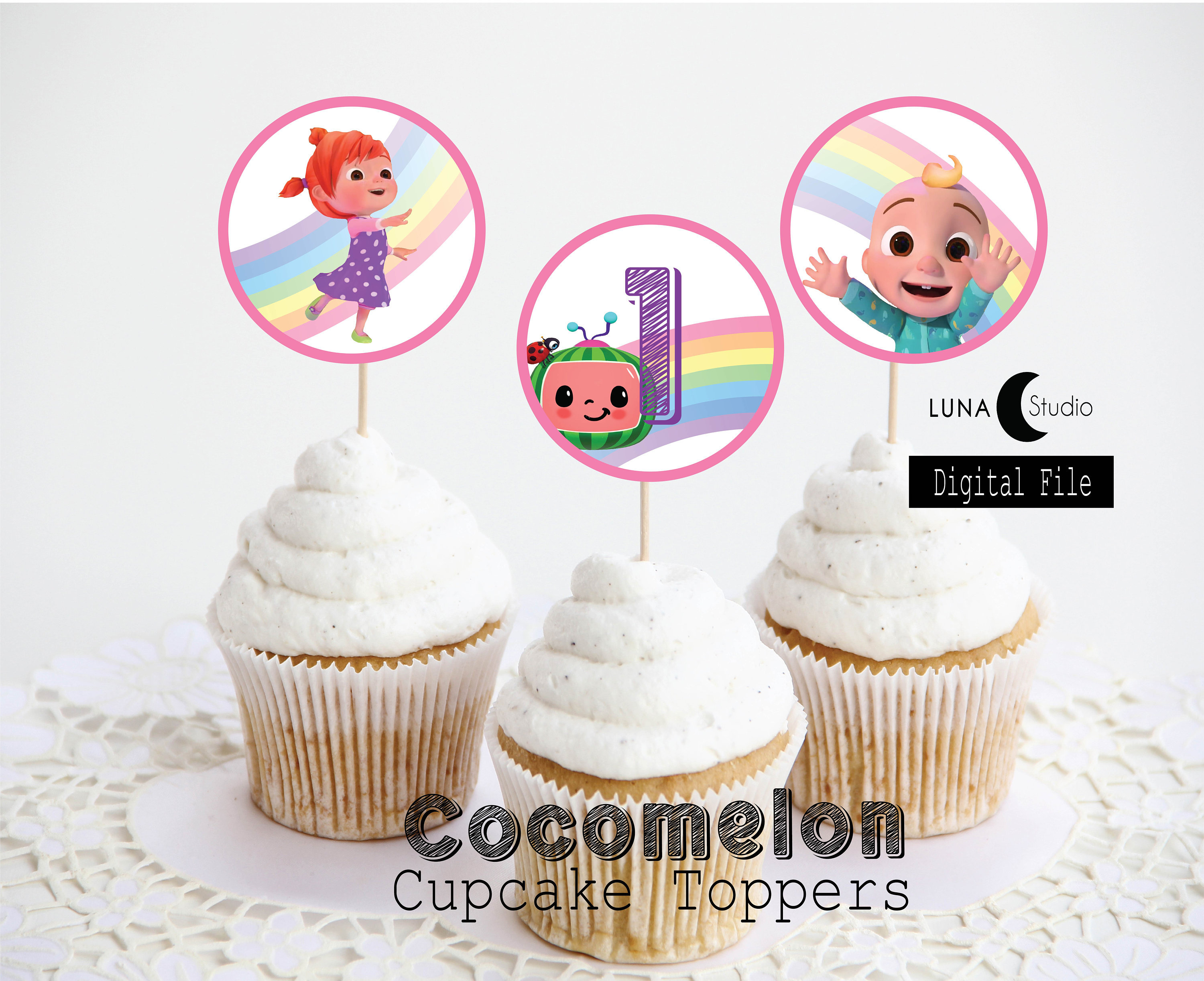 Cocomelon Pink Cupcake Toppers Printable PDF Custom - Etsy