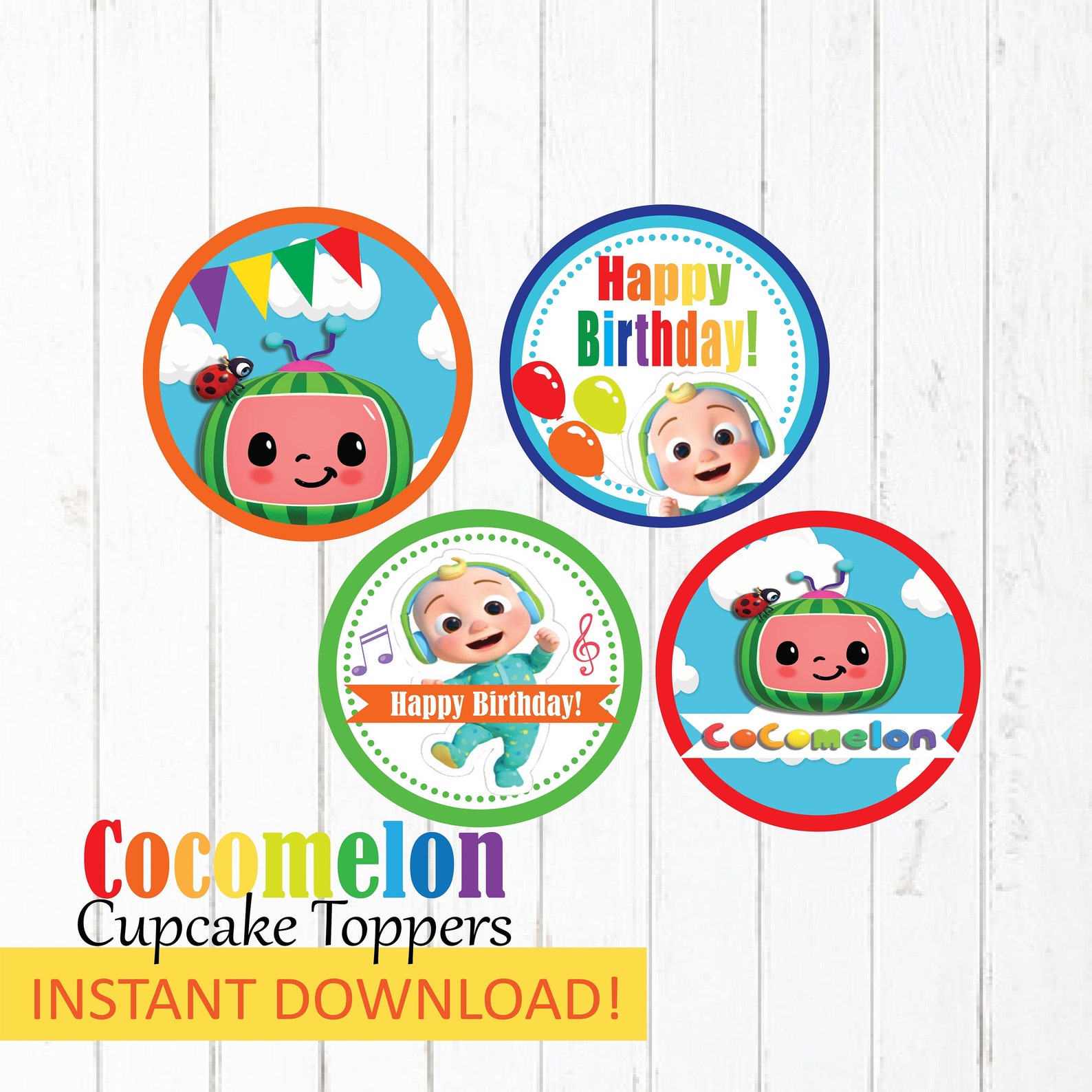 Cocomelon Cupcake Toppers Printable Cupcake Toppers Etsy