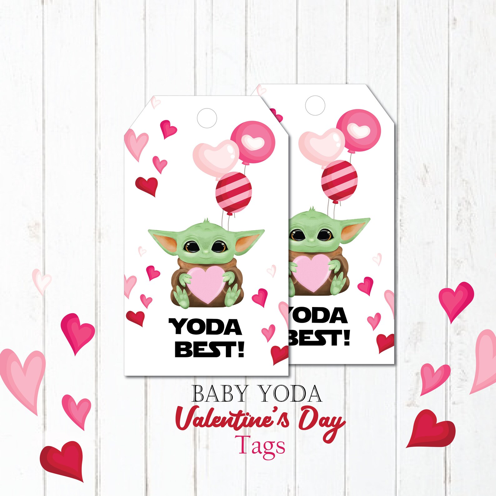Baby Yoda Valentine's Day Printable Gift Tags Etsy