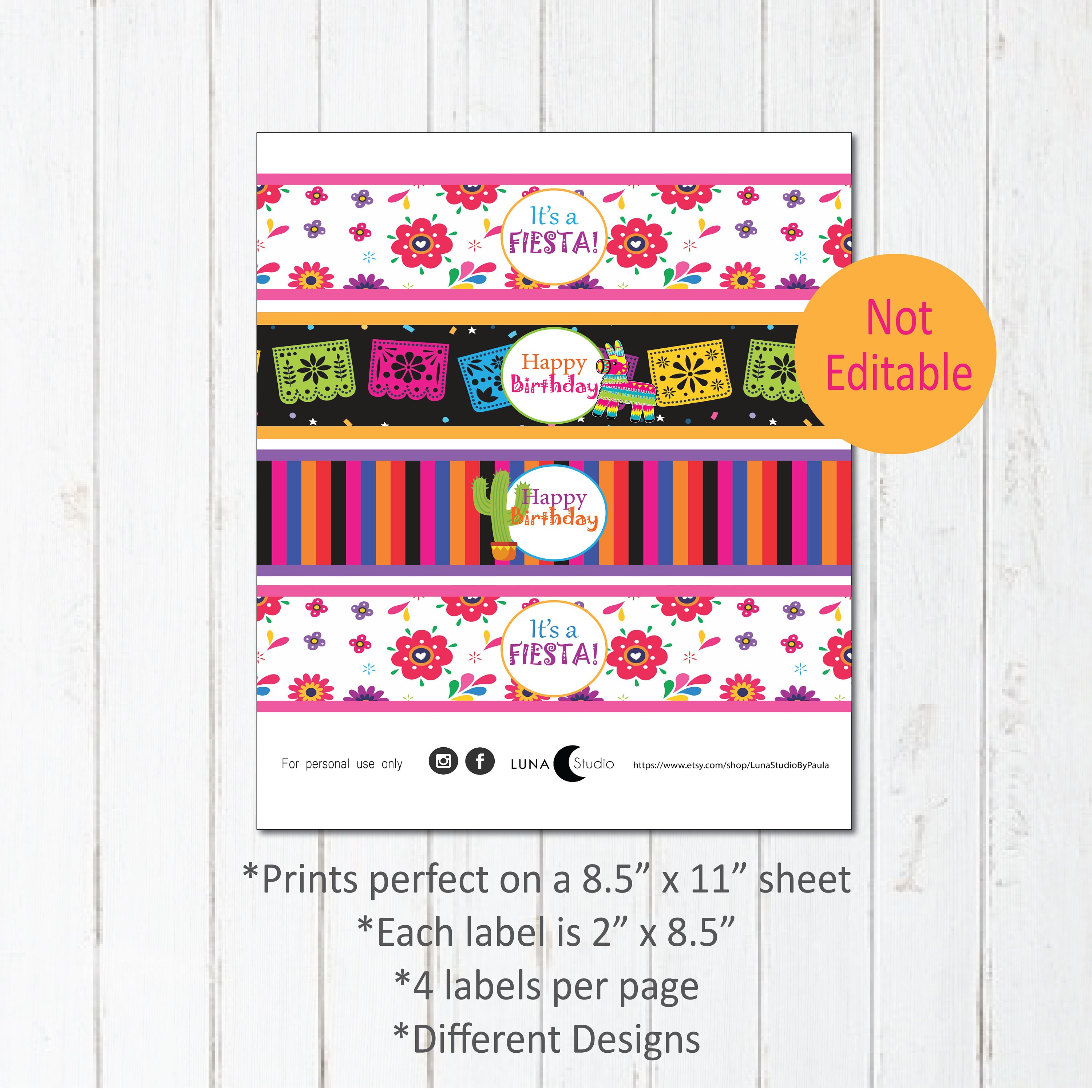 Fiesta Water Bottle Labels Mexican Fiesta Printable Instant | Etsy