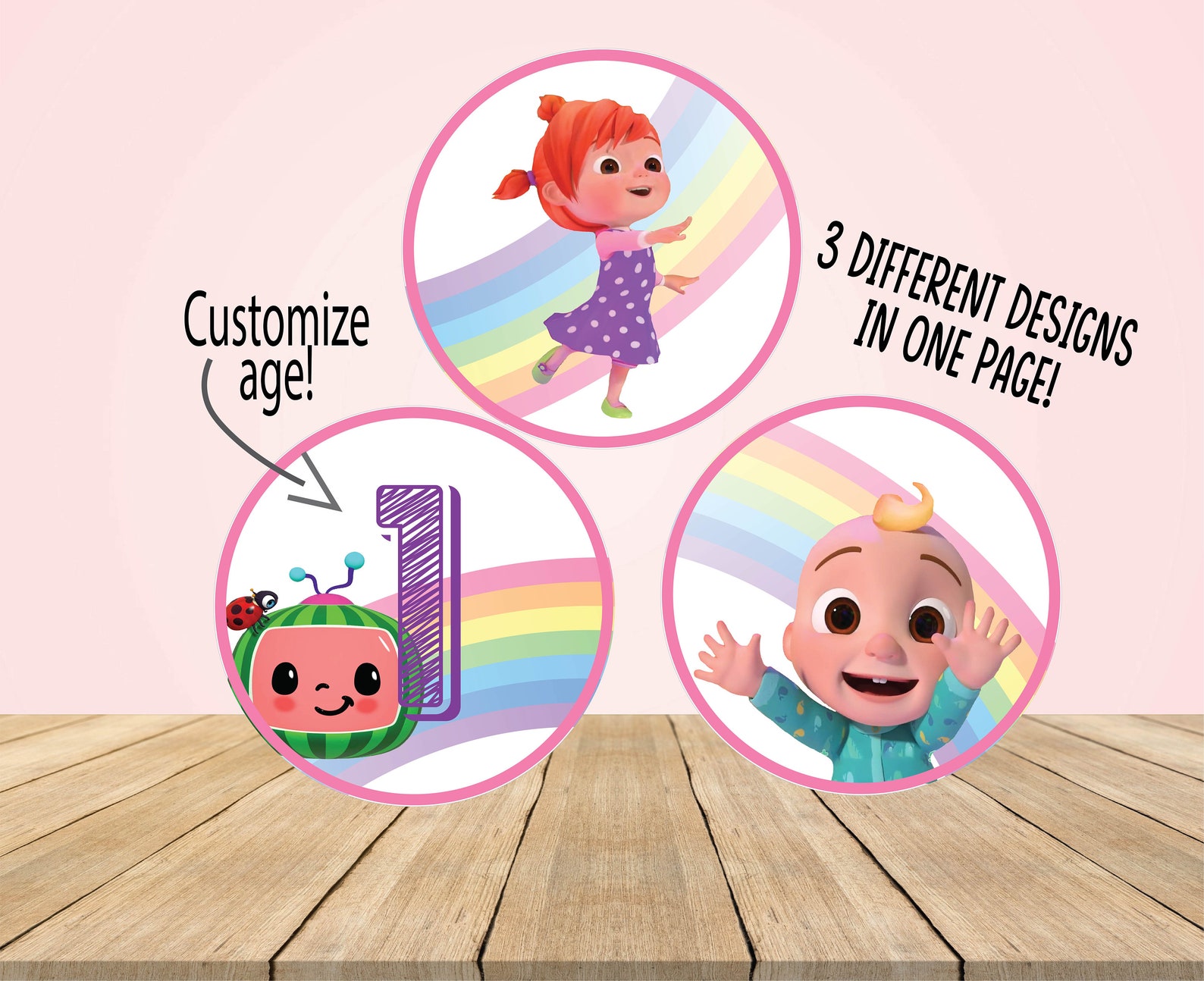 Cocomelon Pink Cupcake Toppers Printable PDF Custom | Etsy