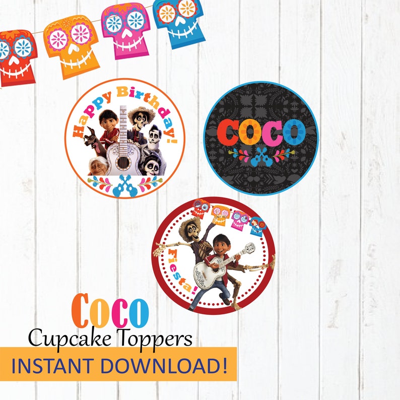 Coco Printable Cupcake Toppers PDF Format Instant Download Etsy