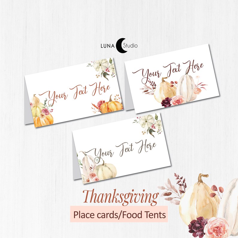 Printable Thanksgiving Name Place cards Thanksgiving Food | Etsy