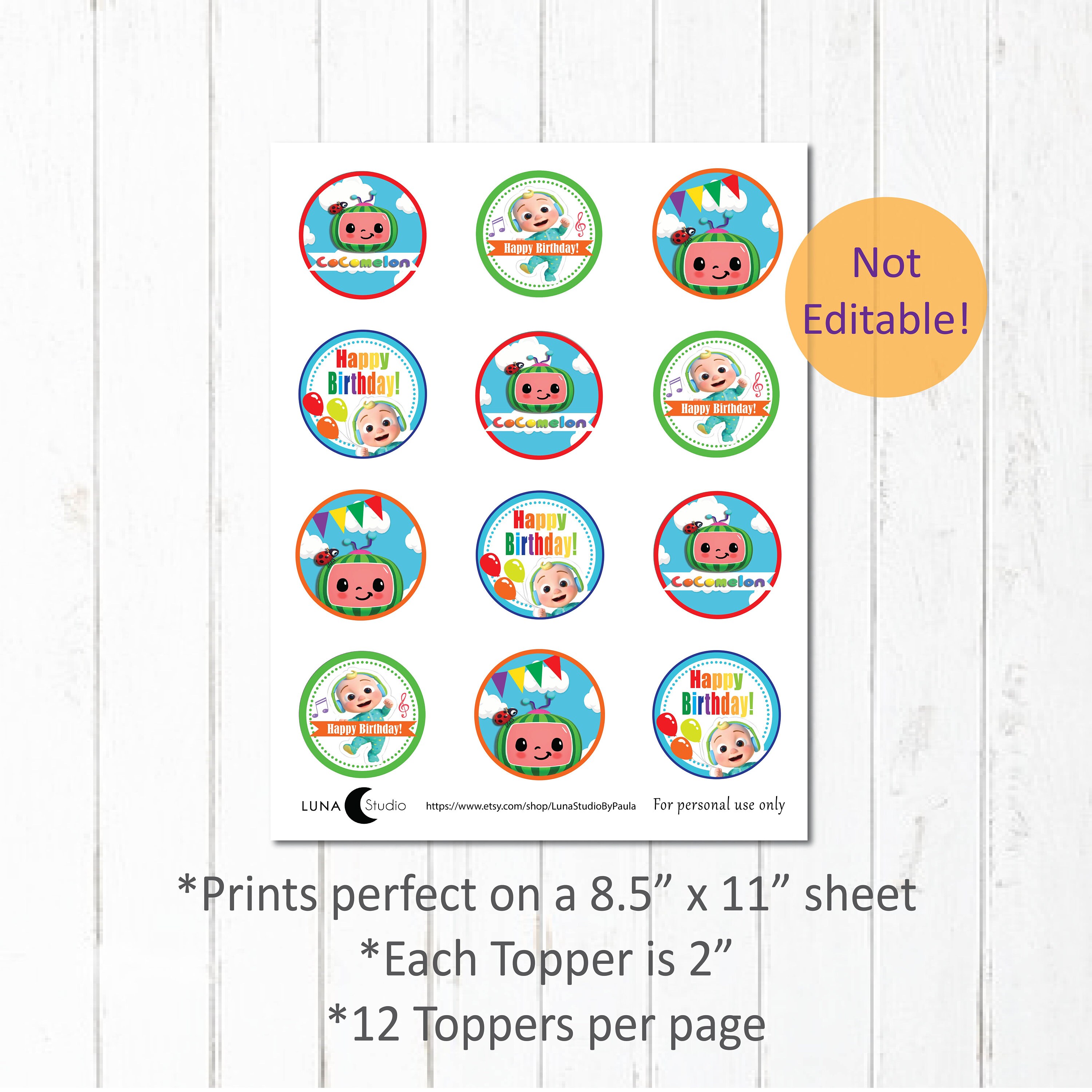 Cocomelon cupcake toppers printable cupcake toppers | Etsy
