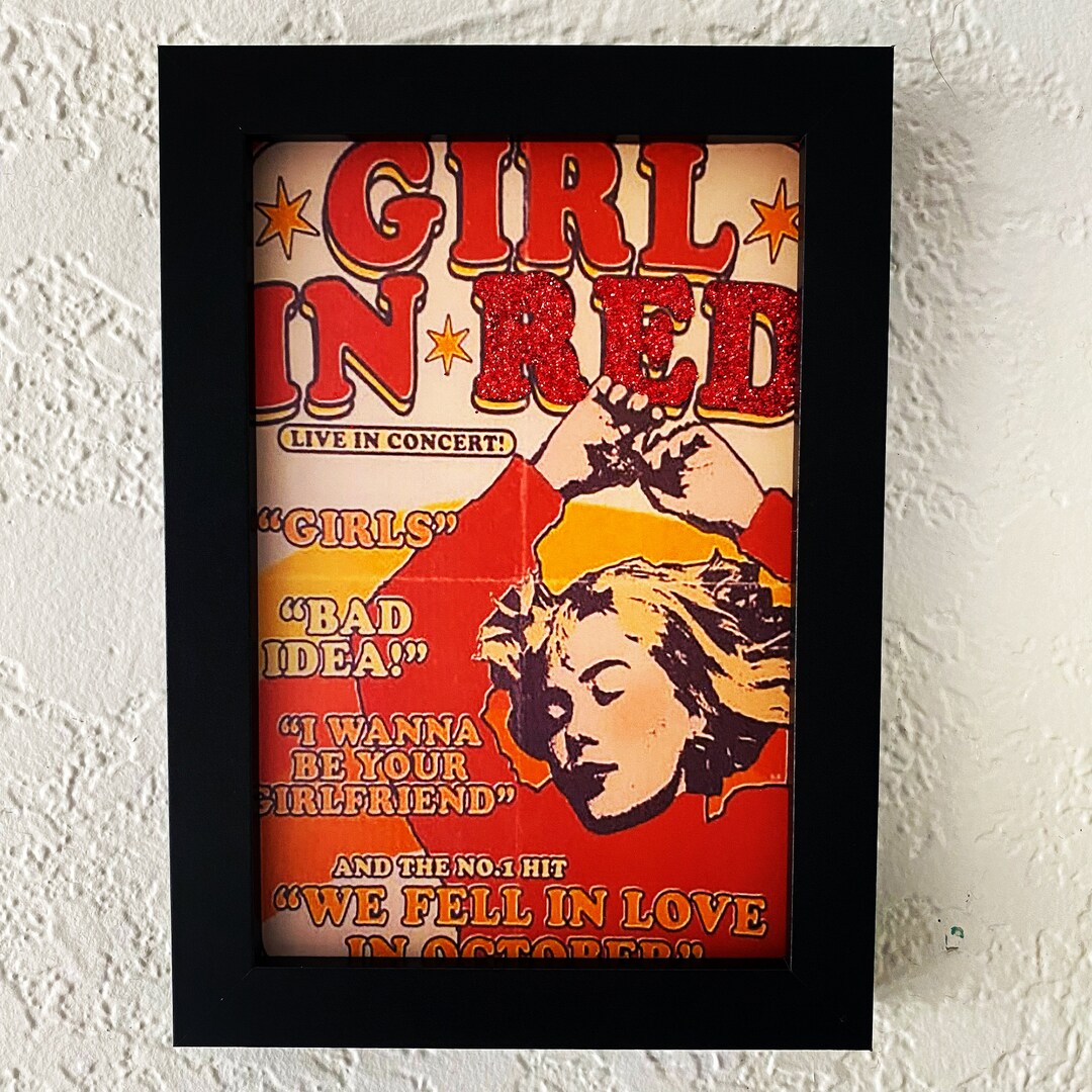 Girl in Red Poster Embellished Art Wood Frame Etsy