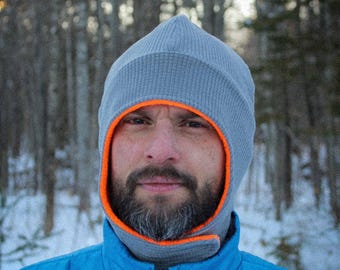 Reversible Fleece Earflap Cap: Polartec Power Grid and Sweater Fleece, Handmade in Maine