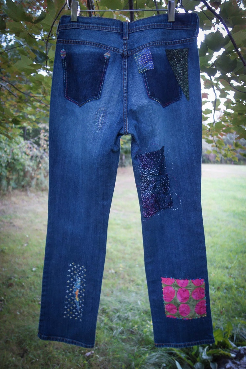 Sound Garden Sashiko Mended Levi 505 Jeans for Women levi | Etsy