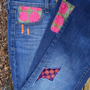 Sound Garden Sashiko Mended Levi 505 Jeans for Women levi - Etsy