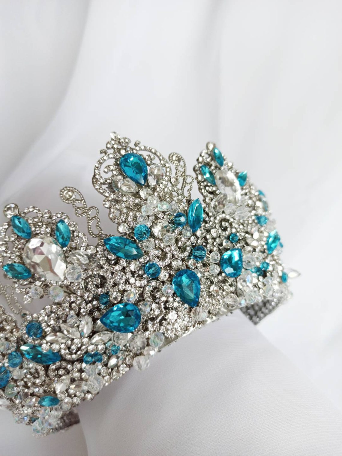 Blue wedding tiara for bride Wedding Hair Accessories Bridal Etsy