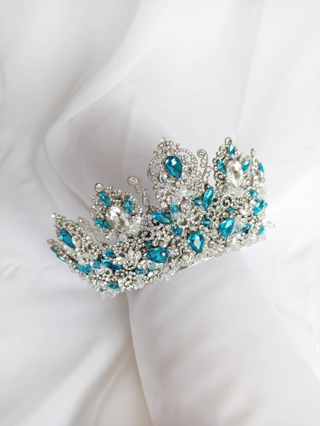 Blue wedding tiara for bride Wedding Hair Accessories Bridal Etsy