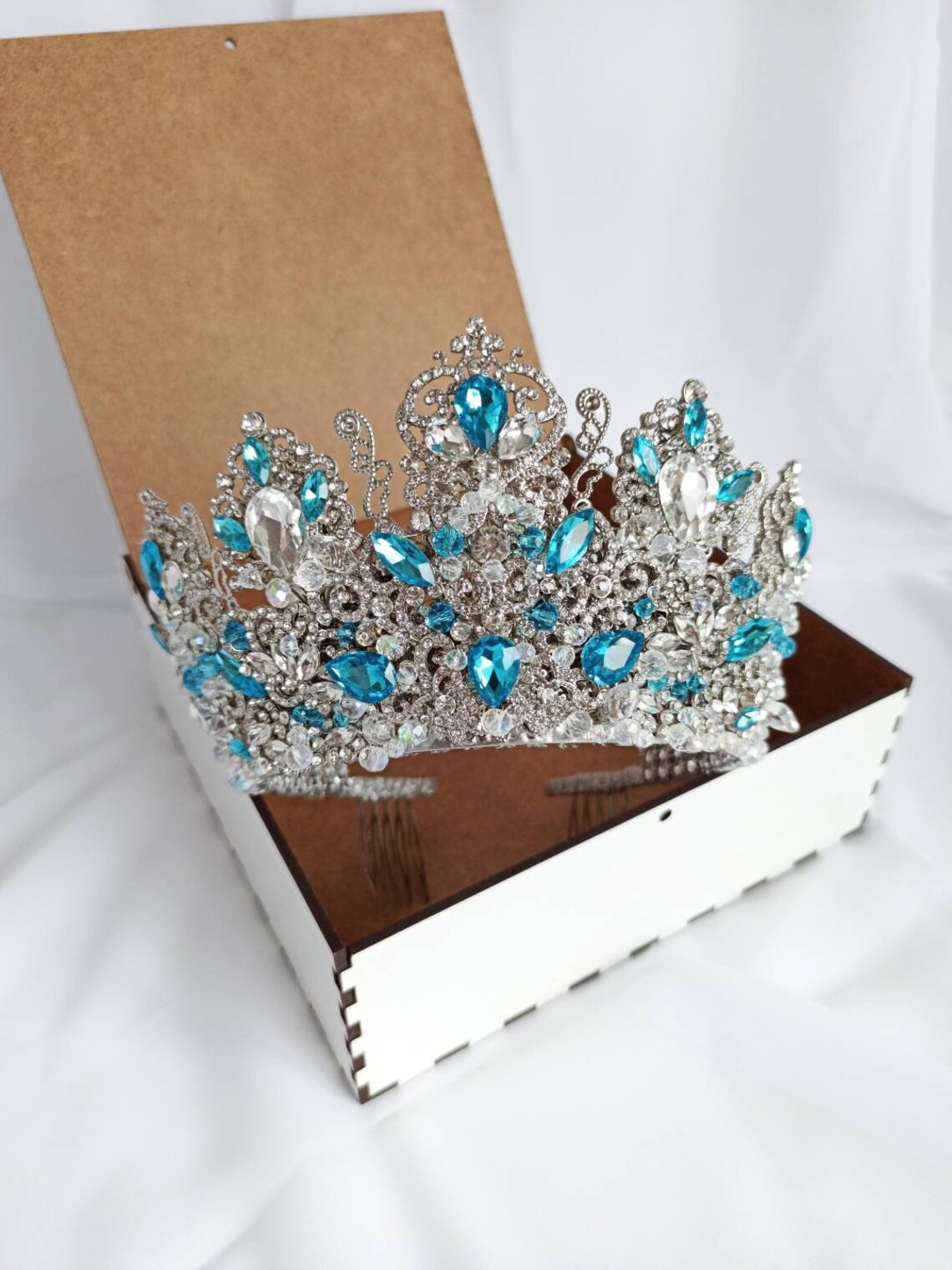 Blue wedding tiara for bride Wedding Hair Accessories Bridal Etsy