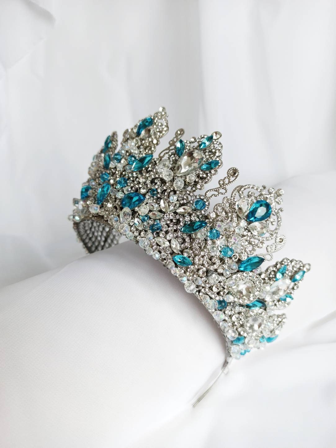 Blue wedding tiara for bride Wedding Hair Accessories Bridal | Etsy