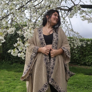 Kimono Cape Cloak Unisex Stammes-Blockdruck Bild 5