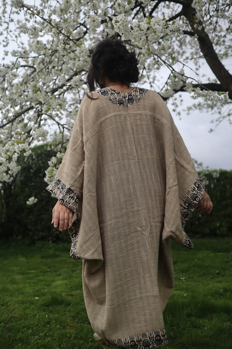 Kimono Cape Cloak Unisex Stammes-Blockdruck Bild 8