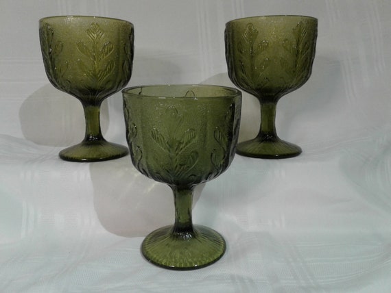Vintage Ftd Footed Vases Avacado Green Goblet Vases Oak Leaf Etsy