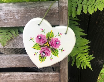Vintage style painted wooden heart