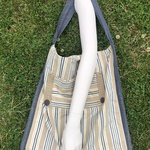 Bolsa de ombro tipo sacola de algodão reciclado