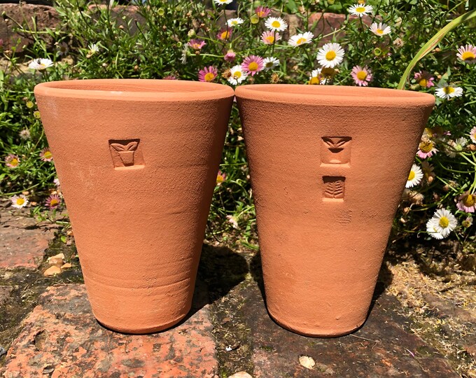 Set of 2 Small Long Tom Terracotta Pots Etsy