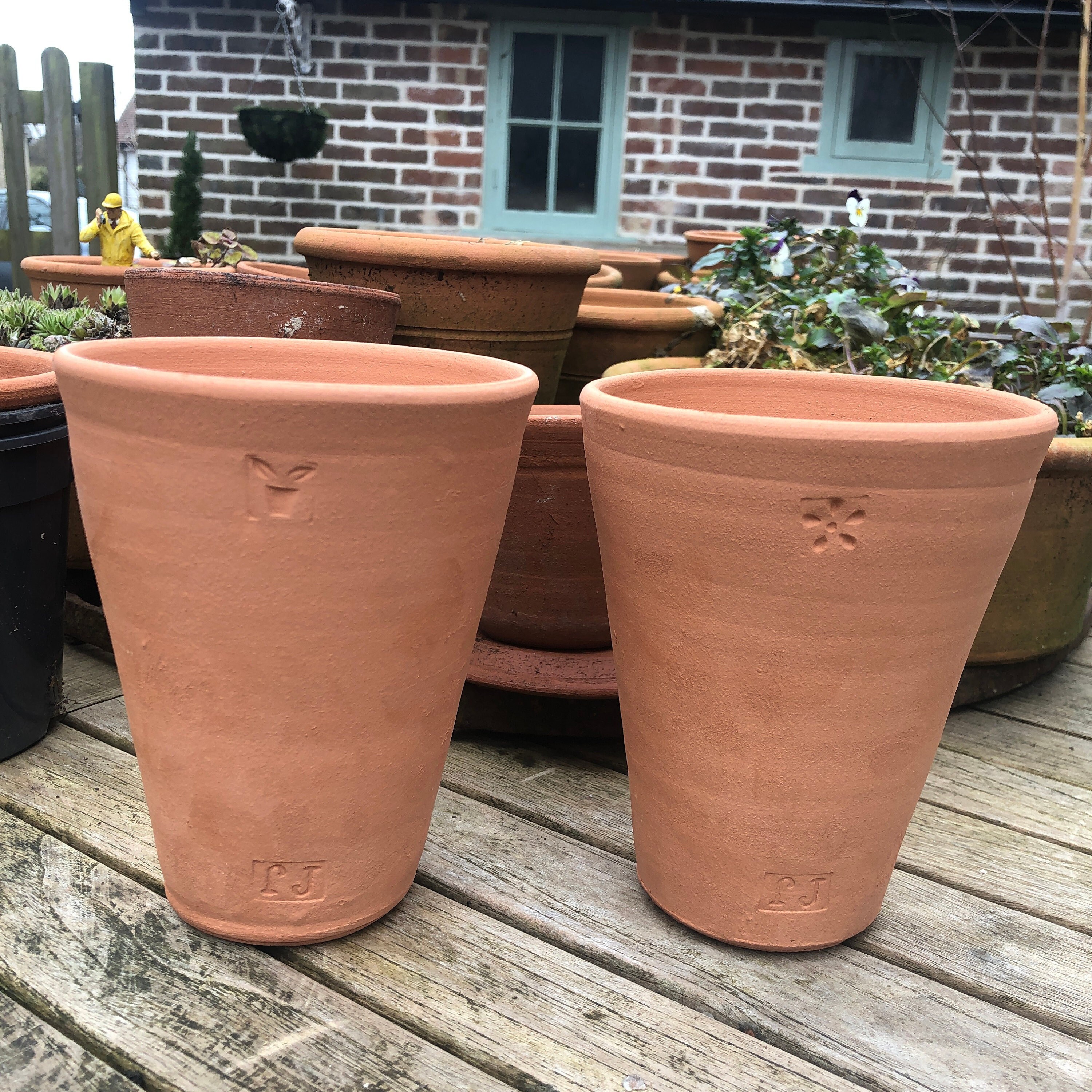 Set of 2 Small Long Tom Terracotta Pots Etsy UK