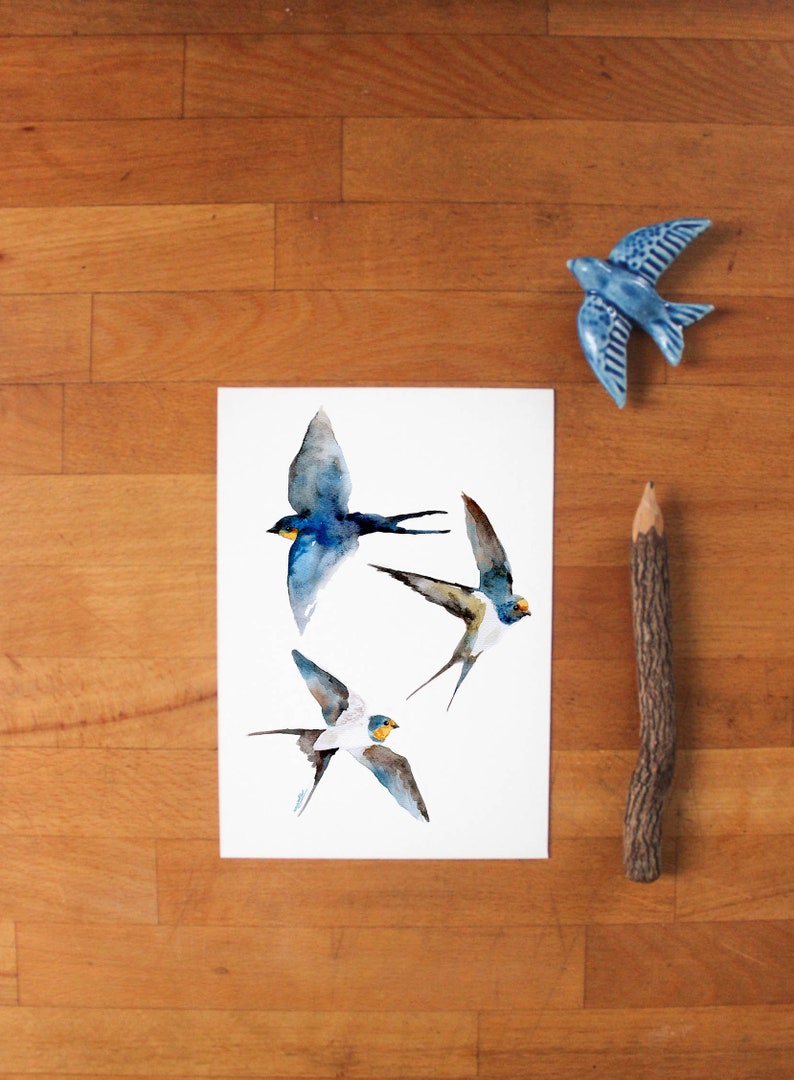 Andorinha // swallow A6 postcard // animal card, bird print image 3