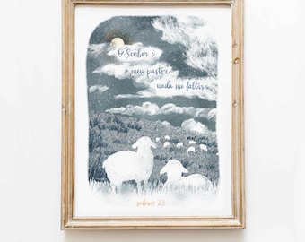 Salmos 23 | Senhor é o meu Pastor  | Christian Psalms 23 | Christian Wall Art Prints | home decor | kids nursery room | Lord is My Shepherd