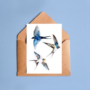 Andorinha // tragar postal A6 // tarjeta animal, impresión de pájaro