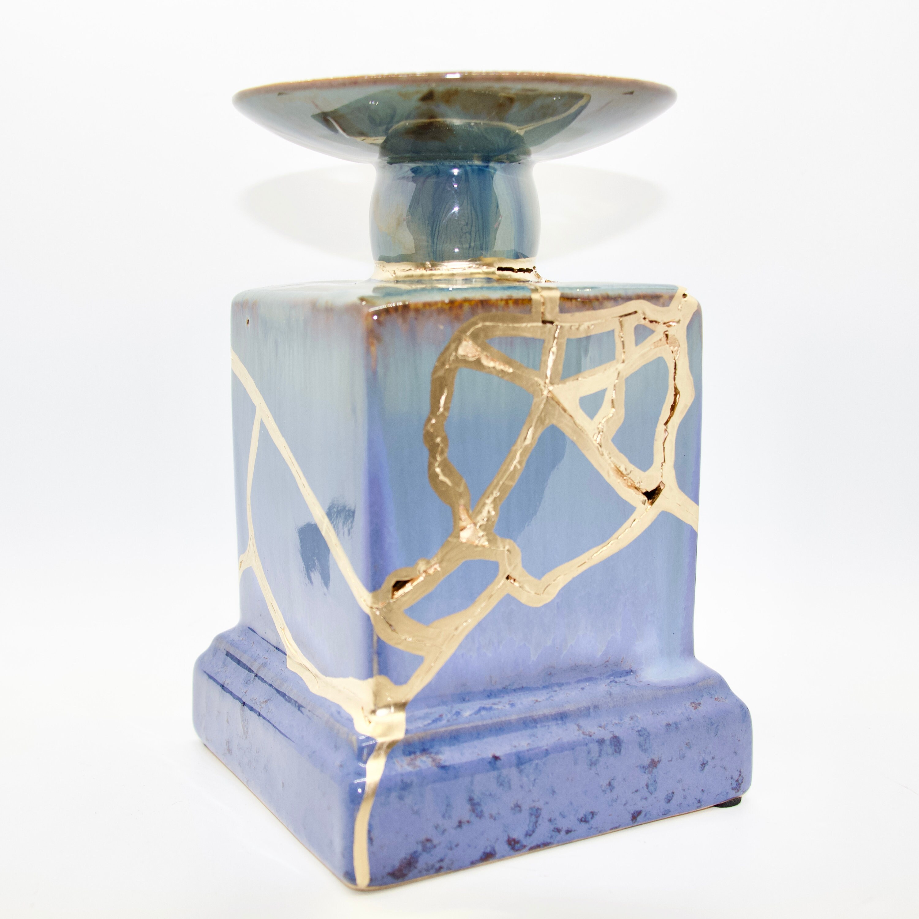  WabiSabi Ancient Japanese Kintsugi Pottery Kintsugi Candle Holder