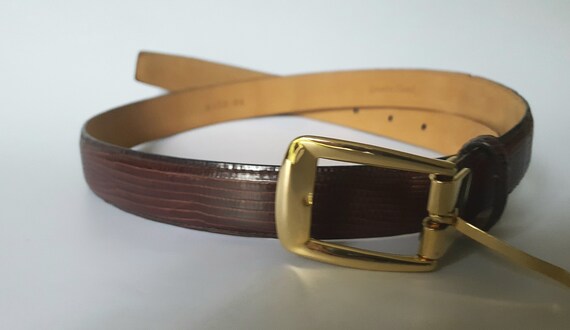 Genuine Lizard Women\u2019s Belt with gold buckle GENUINE LIZARD BELT Vintage Lizard Belt