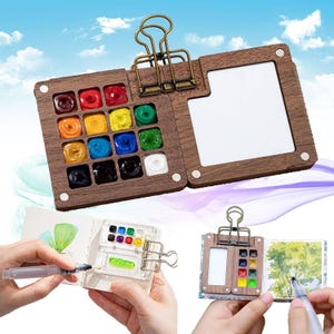 Travel Watercolor Kit ; 15 Colors ; travel set portable paint box, Artist Paint Set, Perfect Gift for Painters, Portable Art Supplies