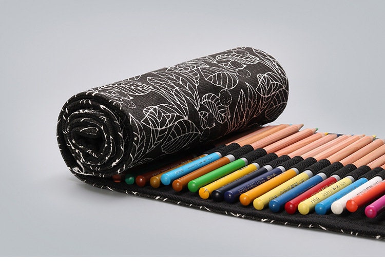 STOBOK Slots Pencil Case Canvas Pencil Pouch Colored Pencils Case Color  Pencils Bag Color Pencil Storage Bag Color Pencil Organizer Pencil Case