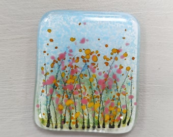 Fused glass fridge magnet - wild meadow