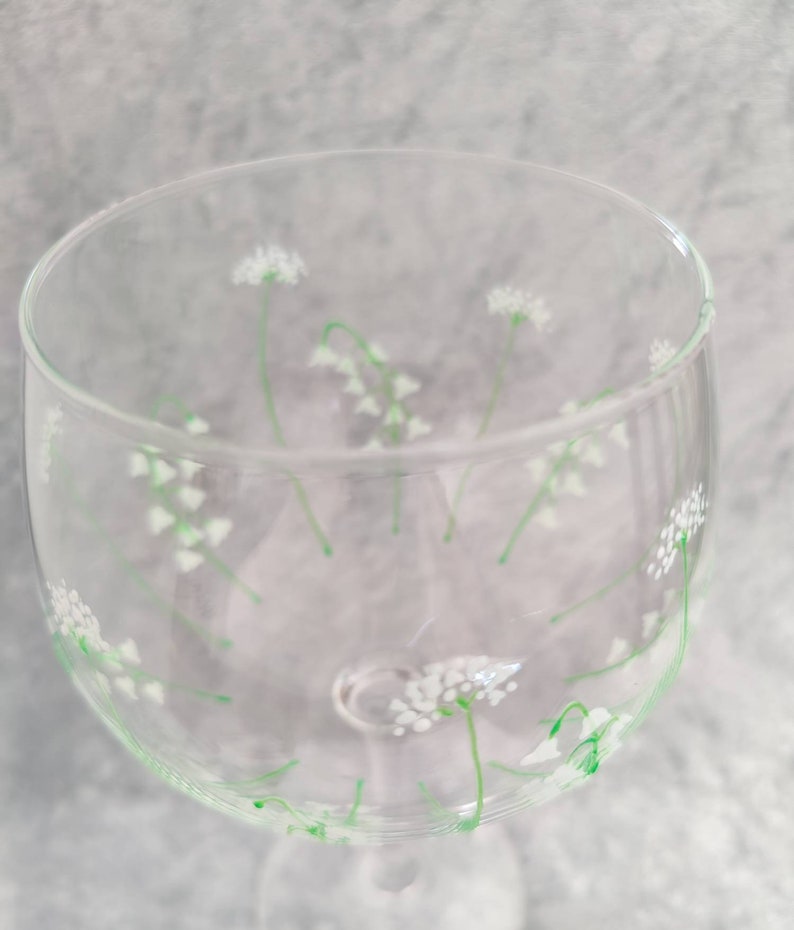 Hand-painted Lily of the Valley Large Gin Glass image 2