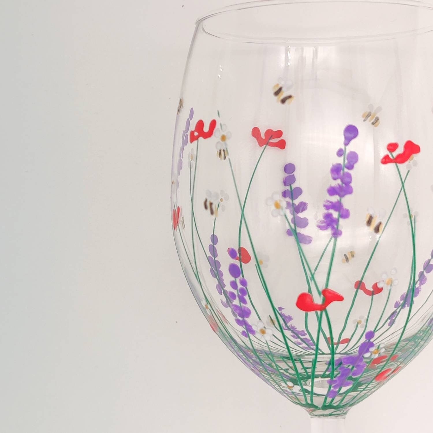 Hand-painted 'summer Meadow ' Design Small Wine Glass - Etsy UK