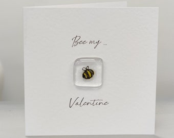 Tarjeta simbólica de bolsillo de vidrio fundido - Mina de abejas - tarjeta del Día de San Valentín