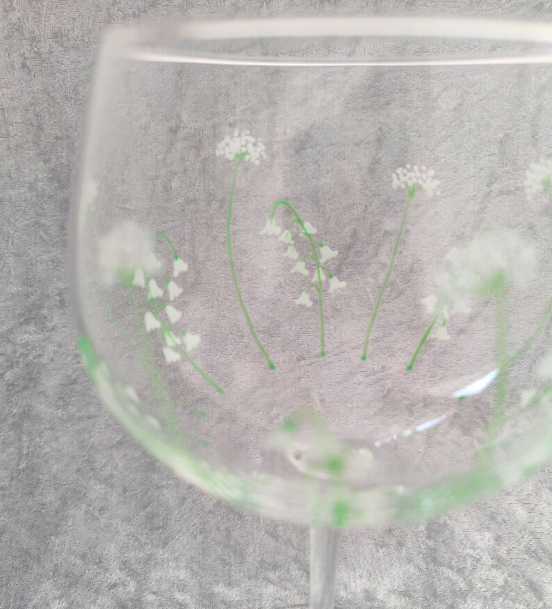 Hand-painted Lily of the Valley Large Gin Glass image 7