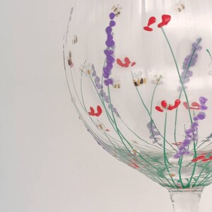 Hand-painted 'summer meadow ' design large wine glass image 6