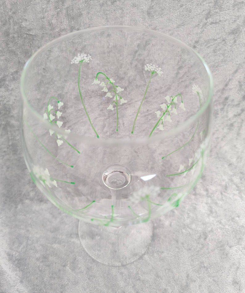 Hand-painted Lily of the Valley Large Gin Glass image 4